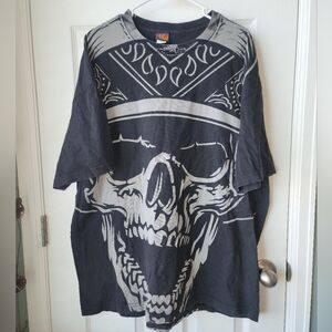 Vintage Mens OG Abel Black All Over Print T Shirt  Size XXL made In The USA